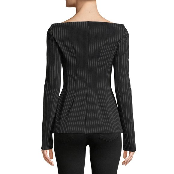 theory • perform tech stripe off shoulder jacket - Picture 2 of 10